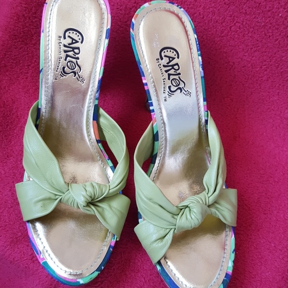 Carlos Santana "Jungle Lime Lea" slide on heels - Picture 4 of 6
